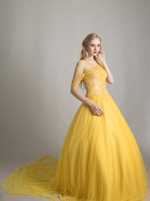 yellow gown